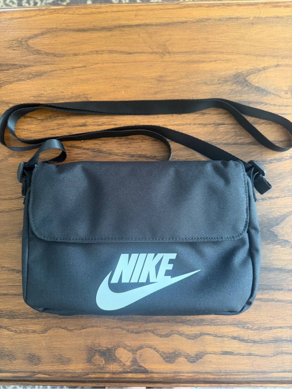 Nike Black Crossbody Messenger Bag with White Logo